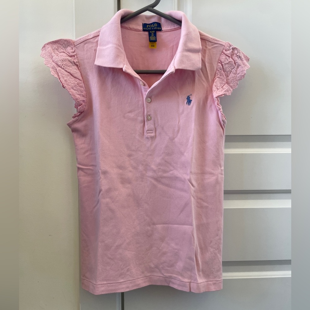 Polo by Ralph Lauren Light Pink Shirt with Lacy Short Sleeves